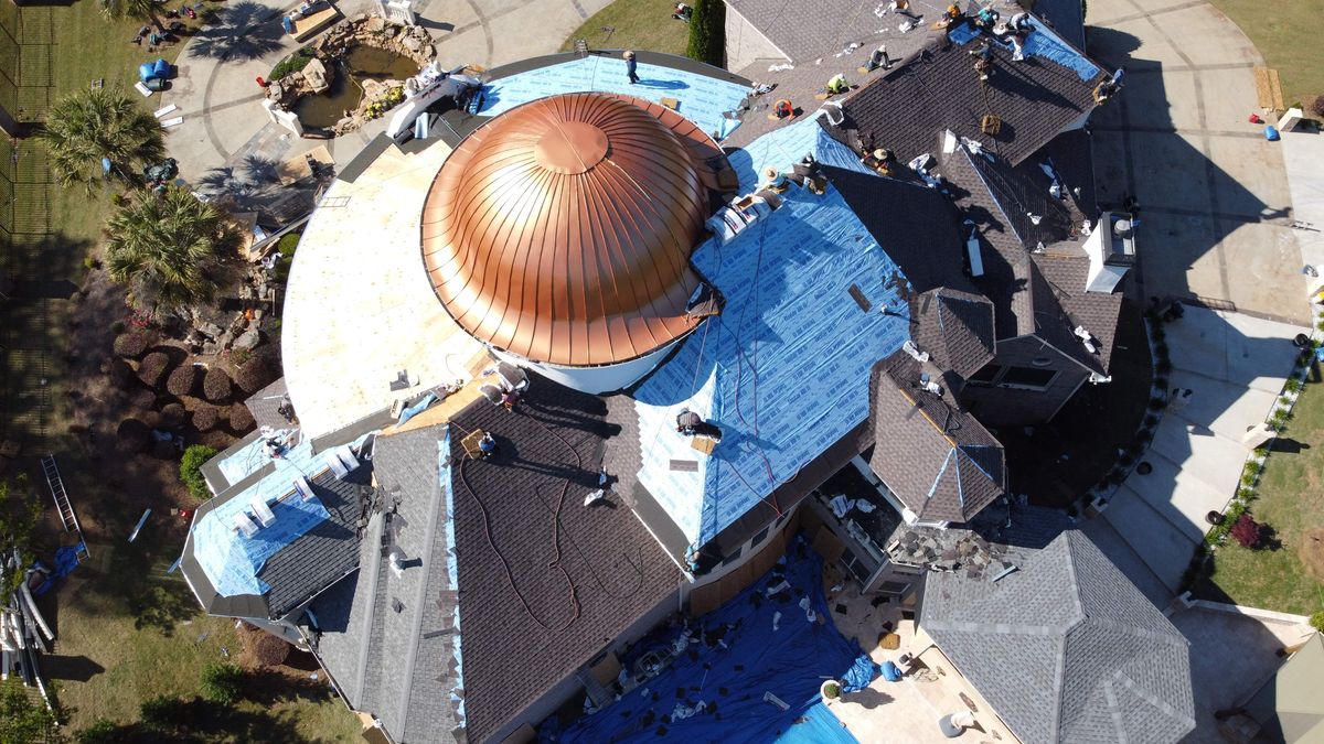 Custom copper work being fabricated for estate roof replacement